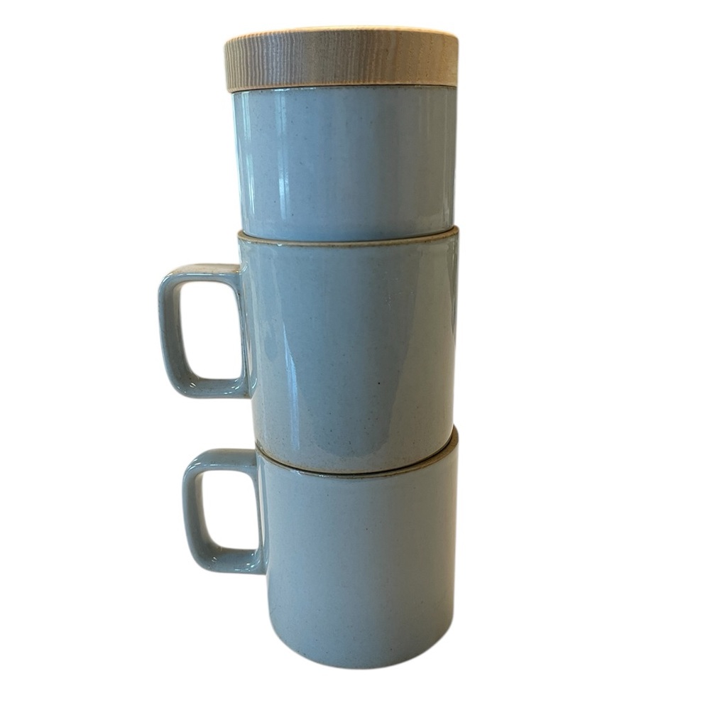 Hasami Porcelain Stackable Porcelain Mugs and sugar bowl with Lid Japan Grey